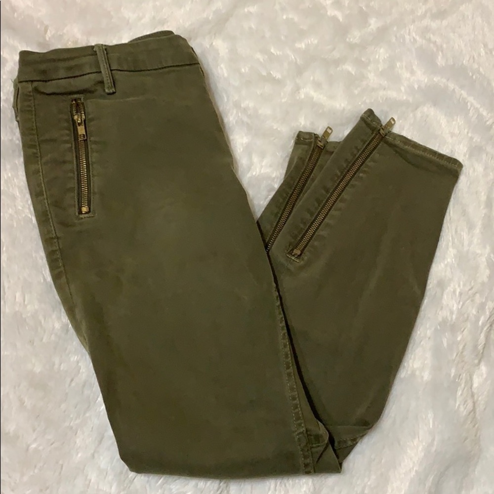 Mother moto jeans- green- zip ankles- size 28